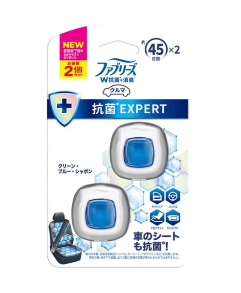 P&G ファブリーズ クルマ イージークリップ 抗菌エキスパート クリーン・ブルー・シャボン 2.2ml 2個入