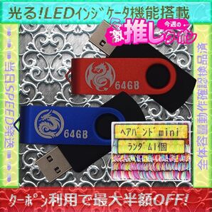 +ヘアバンド1個(お得)+新品 USBメモリ 64GB×2個《№27》