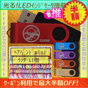 +ヘアバンドmini1個+新品 USBメモリ32GB×5個《№32-16》