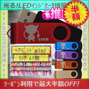 +ヘアバンドmini1個+新品 USBメモリ32GB×5個《№32-19》