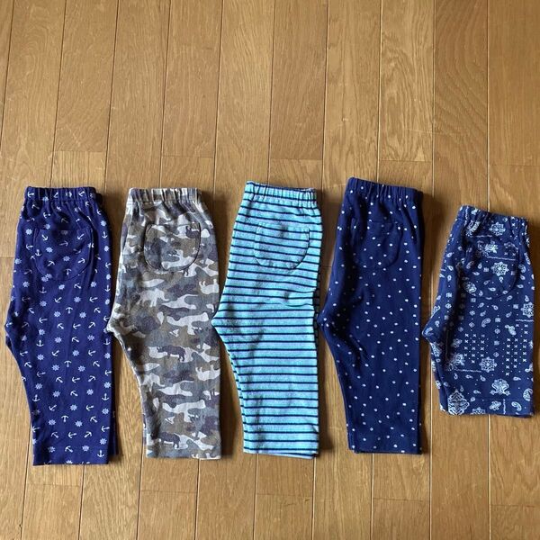 ユニクロ 7分丈 5分丈 レギンス パンツ 5枚セット +フタフタハーフパンツ 計6枚 まとめ売り 90サイズ おまとめ