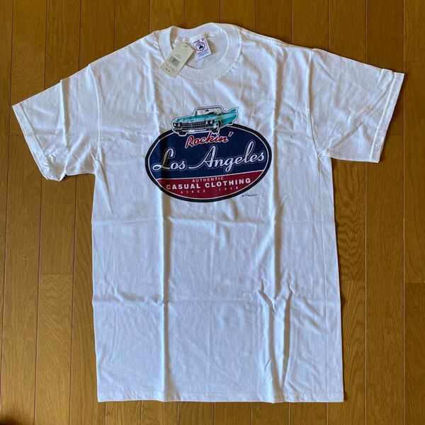 新品未使用 USA DELTA Rockin' Los Angeles 半袖Tシャツ ホワイト 綿100% 大きめMサイズ
