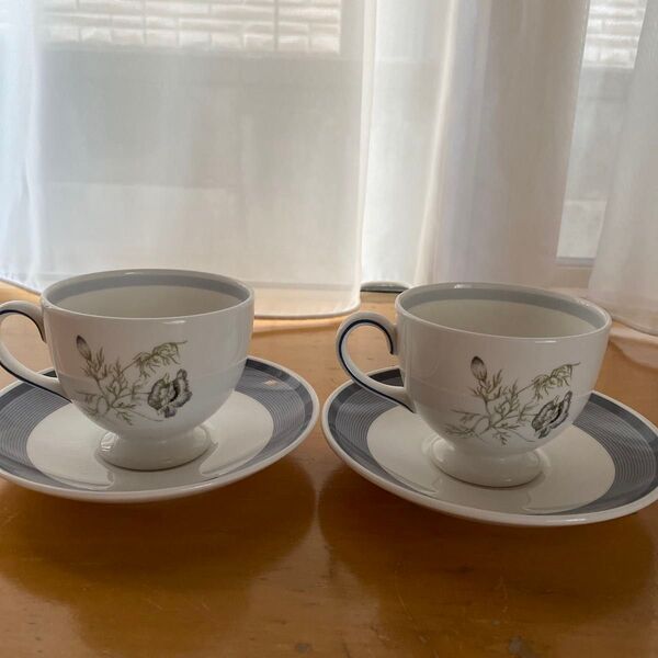 Wedgwood アネモネ カップ・ソーサー 2個セットティーカップ&ソーサー 2客セット 花柄 ブルー ウェッジウッド