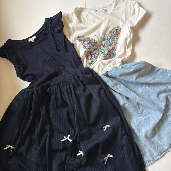 2枚セット エニィファム anyFAM ギャップ GAP 半袖ワンピース XL 蝶々 スパンコール サイズ150