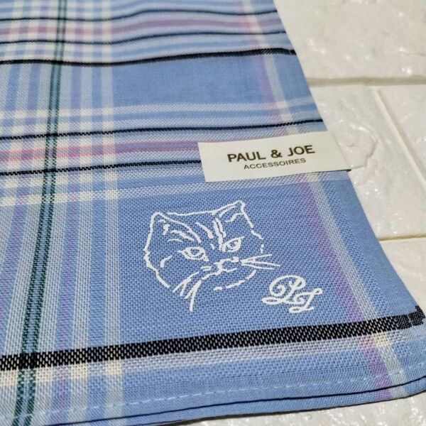 新品 PAUL&JOE チェック柄 ハンカチーフ NOUNETTE ポールアンドジョー ヌネット フランスのねこちゃん PARIS