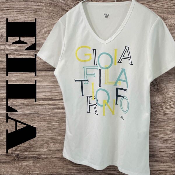 FILA フィラ Tシャツ トップス 半袖 プリントTシャツ ロゴTシャツ レディース M ホワイト 白