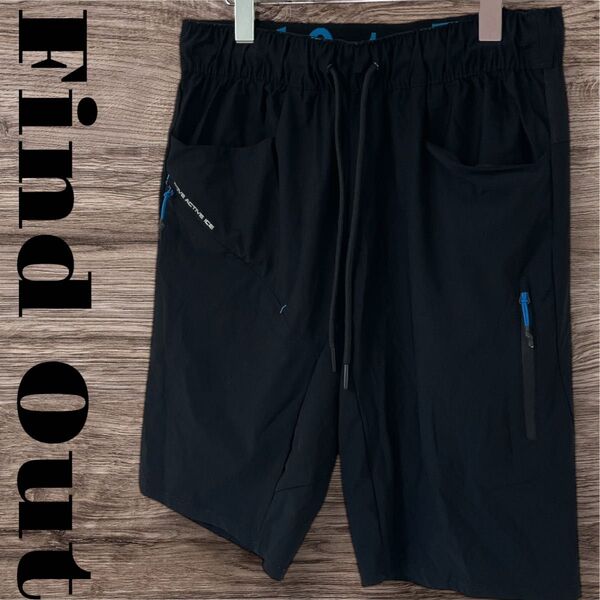 Findout フィンドアウト ハーフパンツ ショートパンツ パンツ ボトムス ズボン メンズ M ブラック 黒 ゴム ワークマン