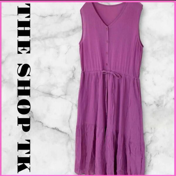 THESHOPTK ノースリーブワンピース ロングワンピース ワンピース マキシ丈 無地 レディース M パープル