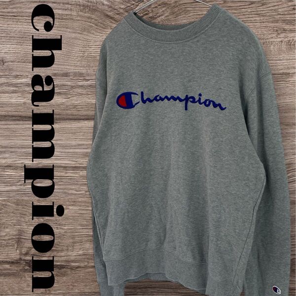 champion チャンピオン トップス プルオーバー トレーナー スウェット 長袖 レディース M グレー 綿 コットン ロゴ