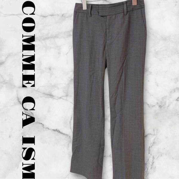 COMMECAISM コムサイズム スラックス パンツ ボトムス 長ズボン カジュアルパンツ レディース S グレー ストライプ