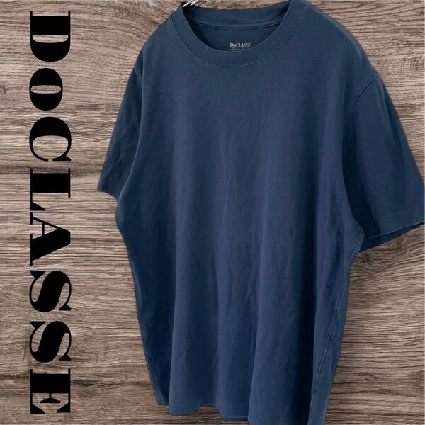 DoCLASSE ドゥクラッセ Tシャツ トップス 半袖 カットソー 無地 メンズ L ネイビー 紺 綿 コットン