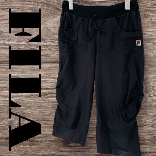 FILA フィラ カーゴパンツ カジュアルパンツ 七分丈 パンツ ボトムス ズボン レディース M ブラック 黒