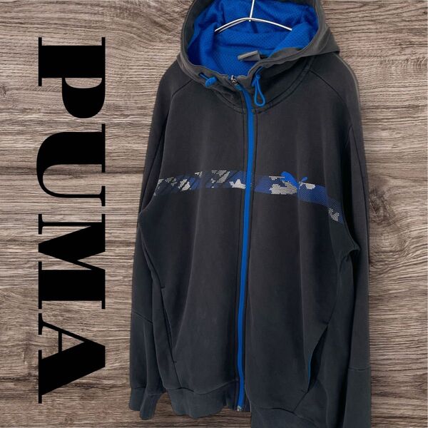 PUMA プーマ パーカー トップス 長袖 フード付き ジップパーカー メンズ L グレー