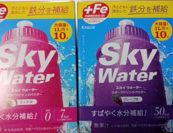 クラシエ スカイウォーター グレープ味 ライチ味 1L用 計20袋 翌日発送!