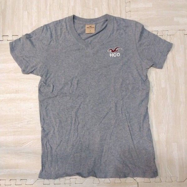 Hollister VネックTシャツ グレー Sサイズ メンズ