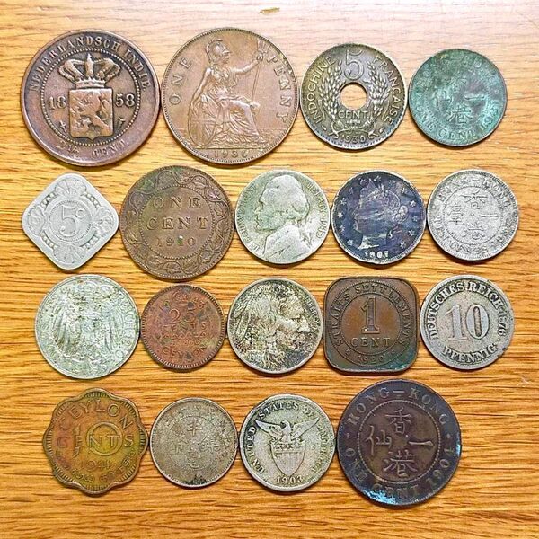 古銭 外貨 まとめて アメリカ イギリス ドイツ 香港 植民地 外国 貨幣 硬貨 コイン 〜1940年代