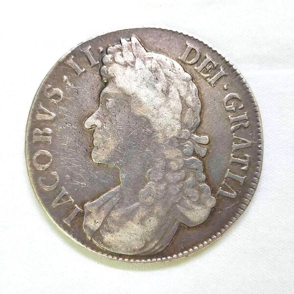 古銭 イギリス クラウン銀貨 ジェームズ2世 1688年 外国 貨幣 硬貨 銀貨 コイン