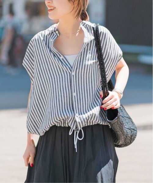 Spick and Span リネンブレンドフレンチヘムギャザーシャツ