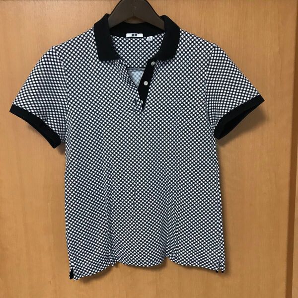 UNIQLO ユニクロ ポロシャツ Mサイズ ギンガムチェック 黒×白
