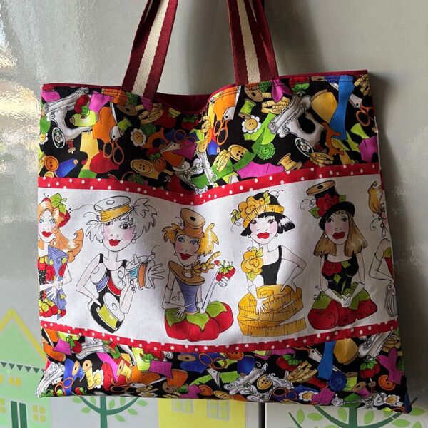147 トートバッグ ロラライハリス ハンドメイド 手提げ ぺたんこ