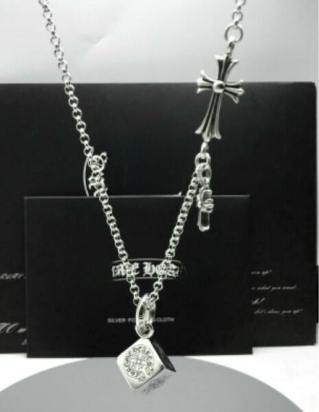 希少 ネックレス キューブ クロス チェーン ペンダント シルバー925 silver925 刻印 サイコロ