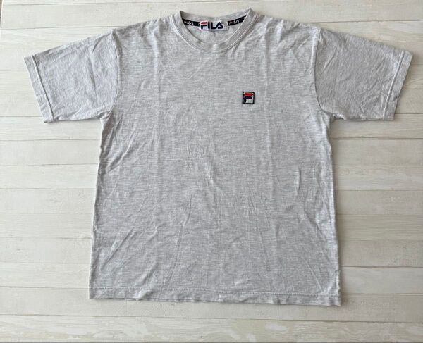 『FILA』フィラ(L)半袖カットソー Tシャツ 綿100% ロゴ グレー