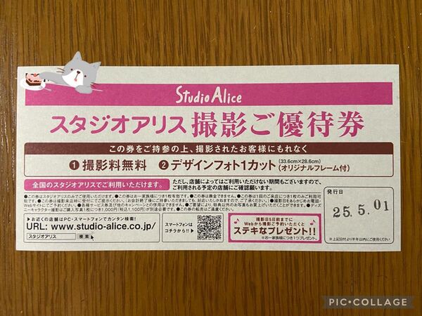スタジオアリス 撮影券 1カット フレーム付