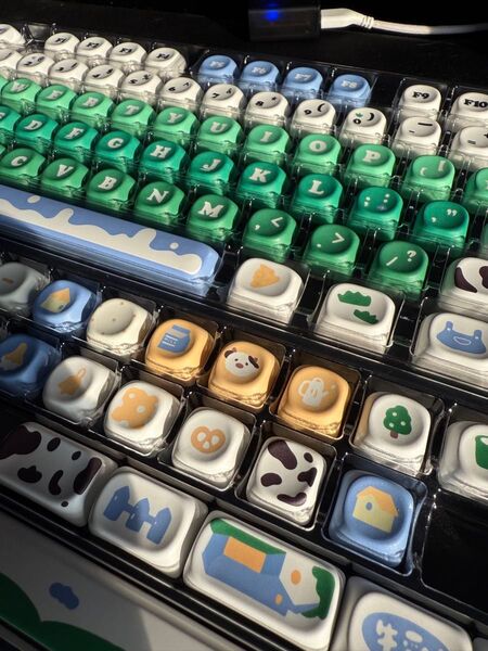 カラフルな動物デザインキーキャップセット PBT doubleshot
