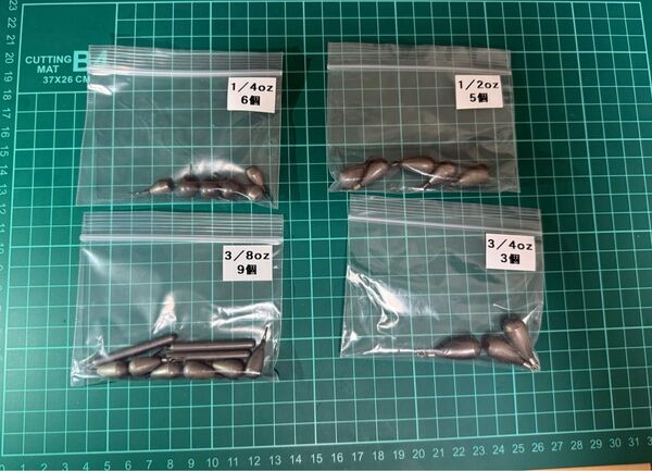 タングステンシンカー ダウンショット用形状色々 1/4〜3/4 23個