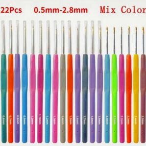 新品 22本セットレース かぎ針 編み物 手芸 0.5mm-2.8mm