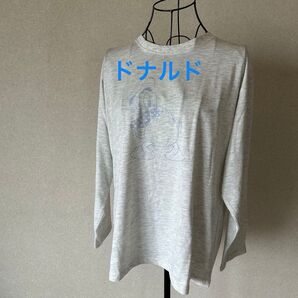 ドナルド 長袖Tシャツ ホワイトグレー LL