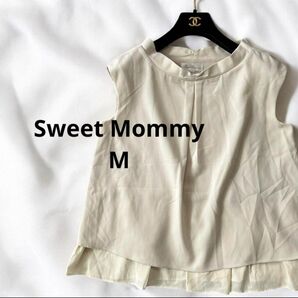 スウィートマミーSweet Mommyマタニティ授乳口付きトップスオフホワイトM クルーネック ノースリーブお宮参りフォーマル