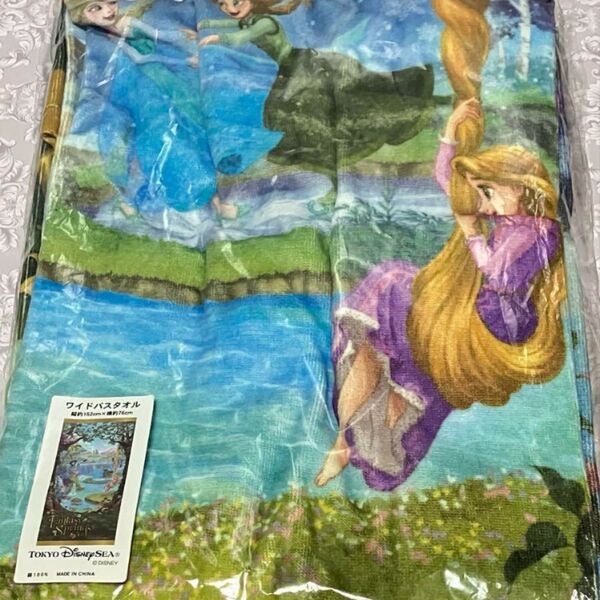 【新品】ファンタジースプリングス ワイドバスタオル ラプンツェル アナ エルサ ピーターパン