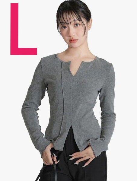 カットソー レディース シンプル tシャツ トップス プルオーバー Vネック 長袖 春 夏 秋 L