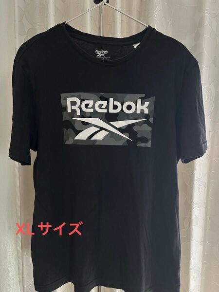 Reebok 迷彩ボックスロゴTシャツ 黒 サイズXL