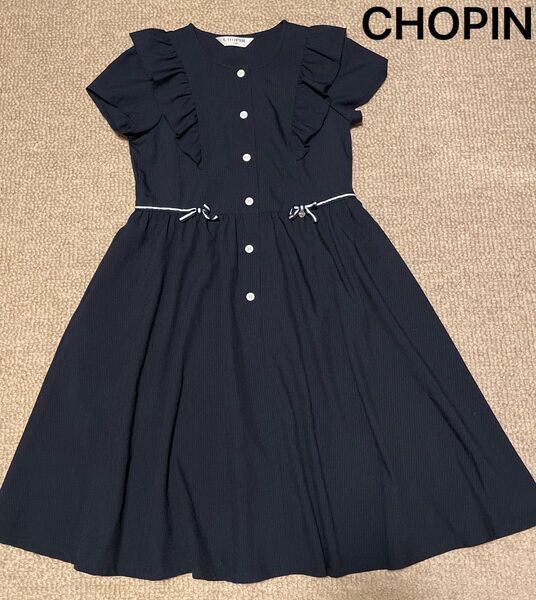 美品 CHOPIN ショパン フォーマルワンピース 150 ネイビー 卒業式 入学式 発表会 冠婚葬祭 結婚式 入学式