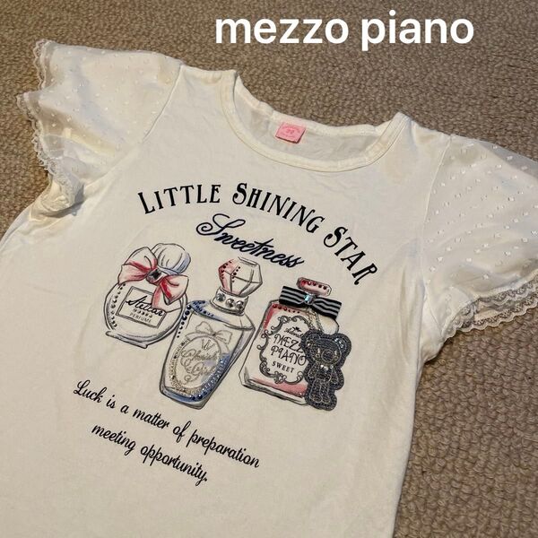 美品 mezzo piano LITTLE SHINING STAR 半袖Tシャツ150size メゾピアノ 白