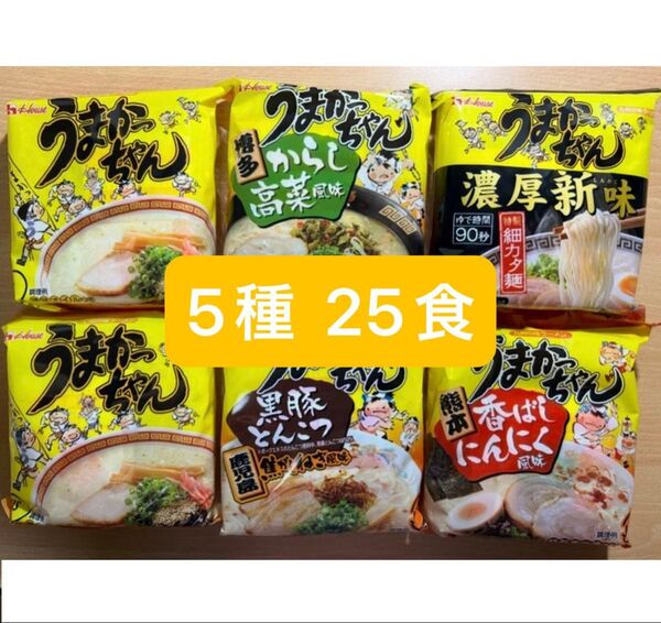 うまかっちゃん 定番ノーマル からし高菜 黒豚とんこつ 濃厚新味 香ばしにんにく 5種 計25個セット とんこつラーメン