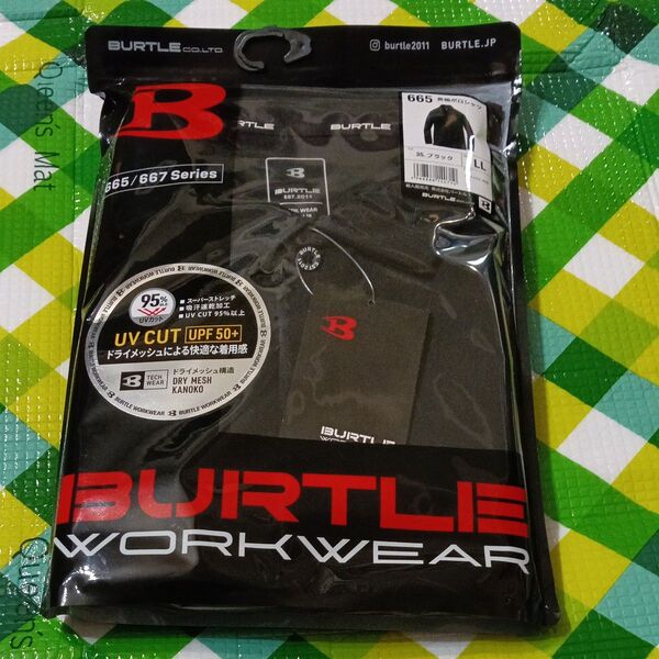 (ブラック) バートル BURTLE 作業着 長袖 ポロシャツ LL(小さめ)