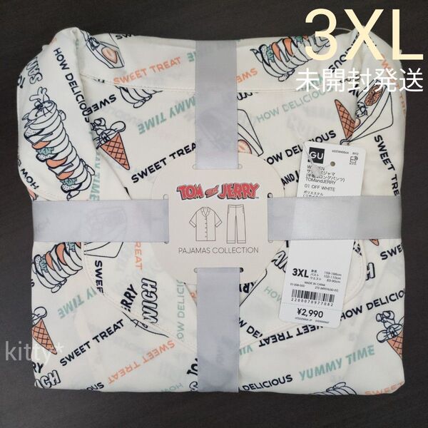 GU パジャマ 3XL 4L XXXL 半袖 トムとジェリー ルームウェア ジーユー オフホワイト