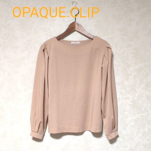 OPAQUE CLIP ワールド オレンジベージュキレイめブラウス プルオーバー 38 M〜L 長袖