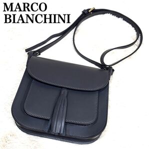 MARCO BIANCHINI マルコビアンチーニ ショルダーバッグ レザー タッセル イタリア製 チャコールグレー