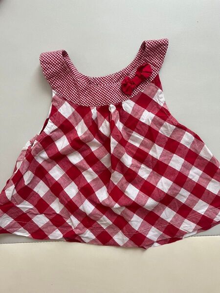 80センチ ワンピース 子供服 ノースリーブ 女の子 キッズ トップス チェック 赤