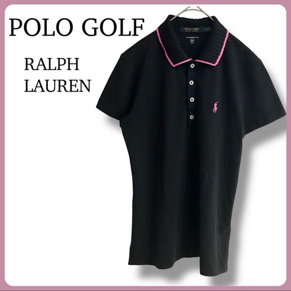 美品 POLO GOLF RALPH LAUREN 半袖ポロシャツ ブラック×ピンク ポロゴルフラルフローレン 黒