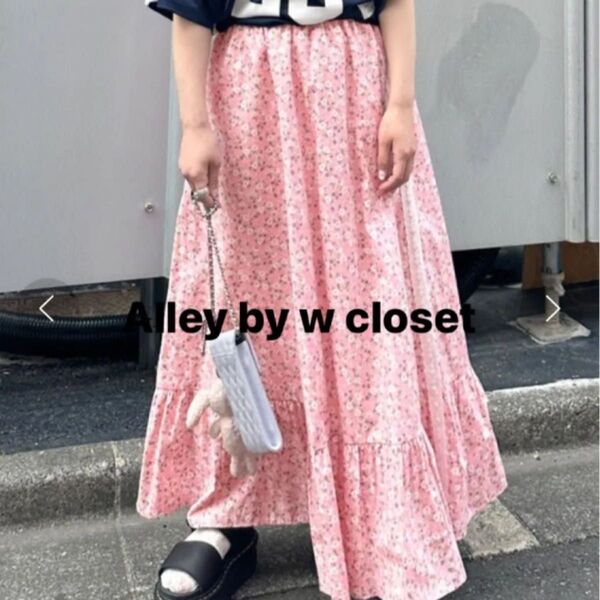Alley by w closet アリーバイダブルクローゼット リボンレースロングスカート ピンク