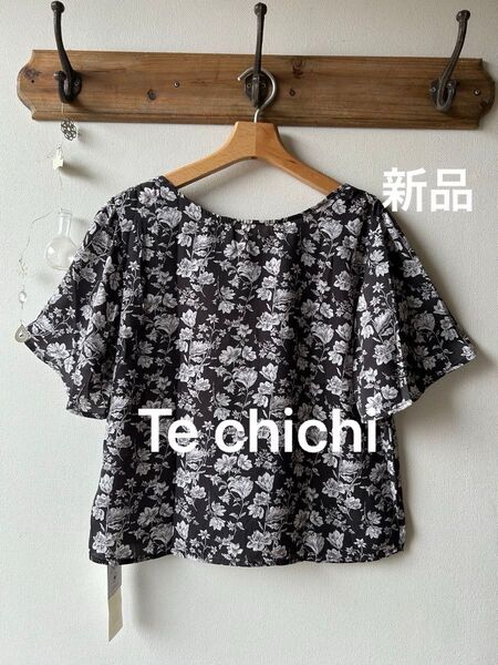 Te chichi テチチ デシンフラワープリント前後2WAYブラウス ブラック フリーサイズ
