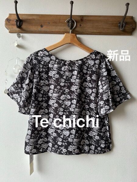 Te chichi テチチ デシンフラワープリント前後2WAYブラウス ブラック フリーサイズ