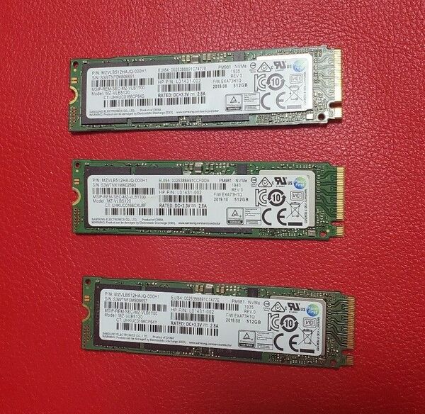 M.2 NVMe SSD 512GB 3個セット 1万1千時間以内