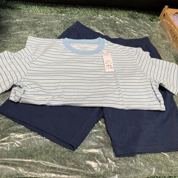 イオン トップバリュシルキーファクトコットンボーダー PEACE FIT 半袖Tシャツ ハーフパンツ セット Lサイズ 2980円