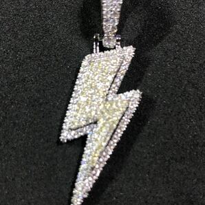 ジルコニア 稲妻 サンダー 雷 カミナリ ブリンブリンネックレス「銀×銀」